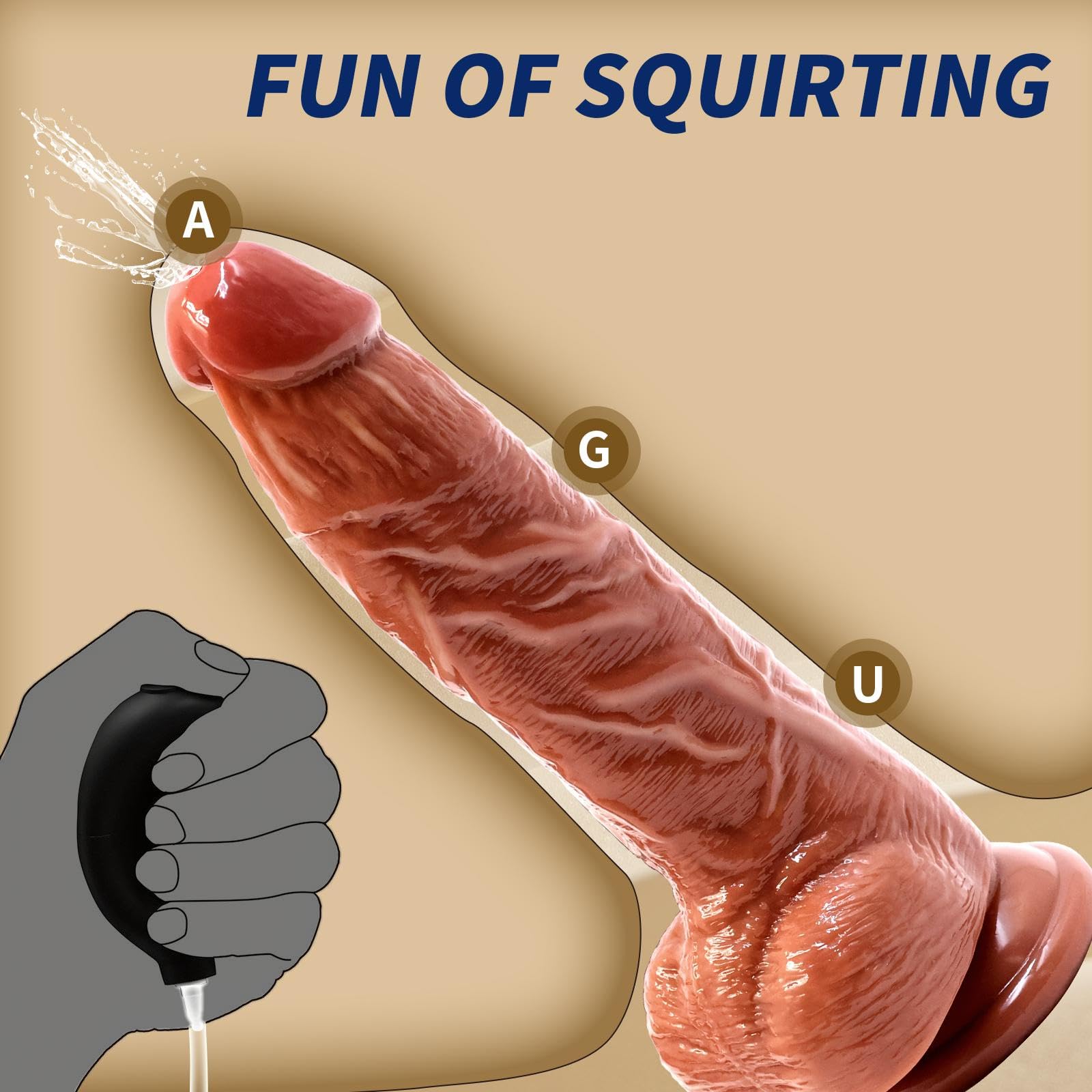 Squirting Dildo Ejaculating Toy, 9.06Inch Realistic Dildos Real Skin Soft Dildo Sex Toys，Anal Dildo with Strong Suction Cup,Prostate Dildo for G & P Spot,Adult Toy for Women Men: Large