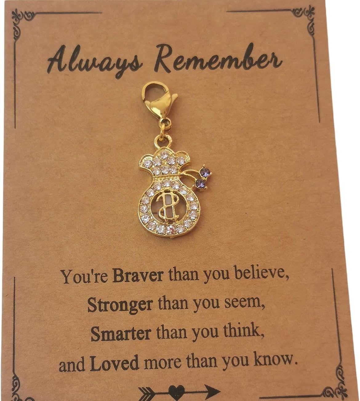 AMOBESTER Gold Rhinestone Dollar Sign Cash Money Bag Pendant Clip on Charms for Keychain Necklace Bracelet