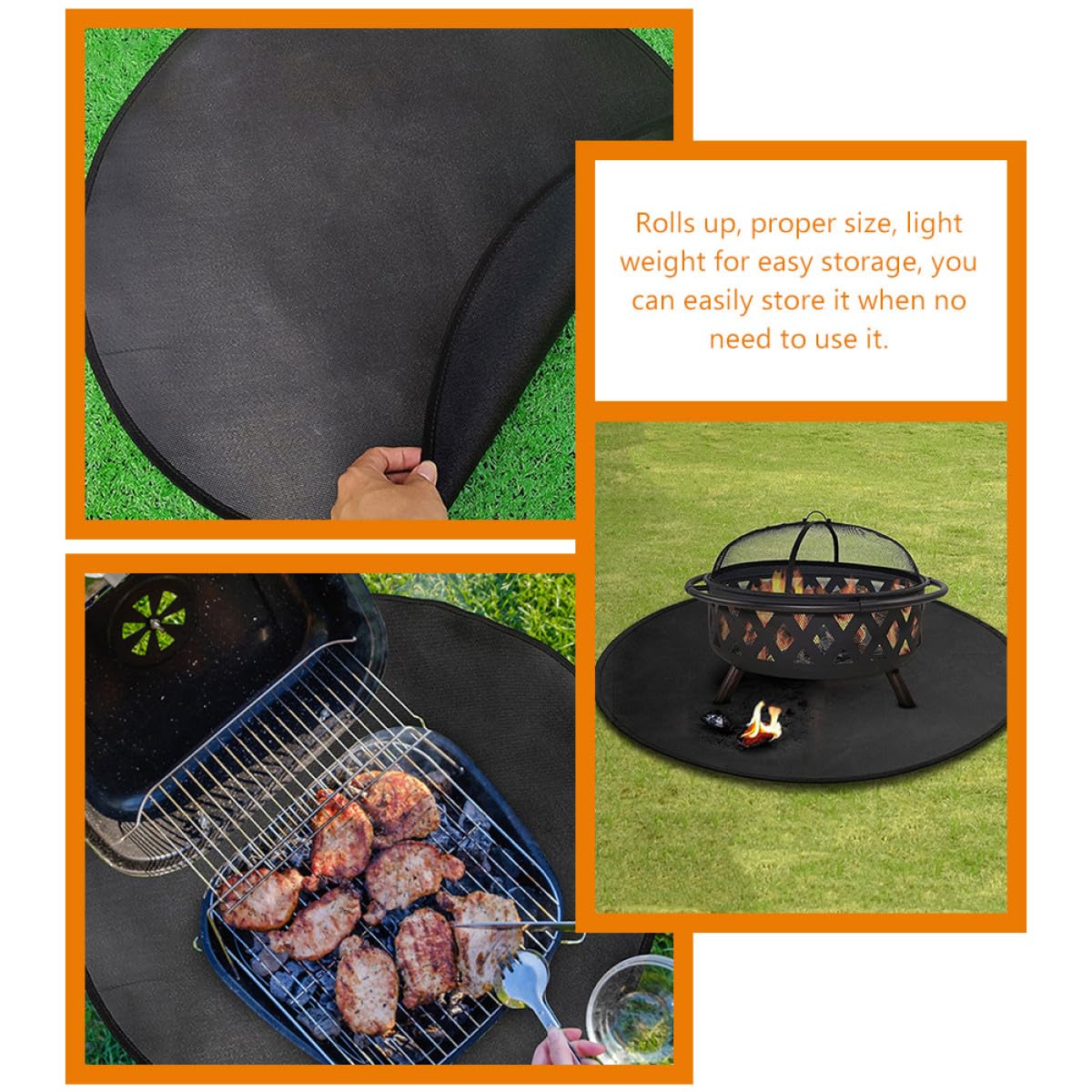 SOLUSTRE Grillmatte Hitzebeständig und Ölbeständig aus Silikon und Fiberglasgewebe Runde Schwarze als Wiederverwendbarer Grillschutz für Patio und Camping