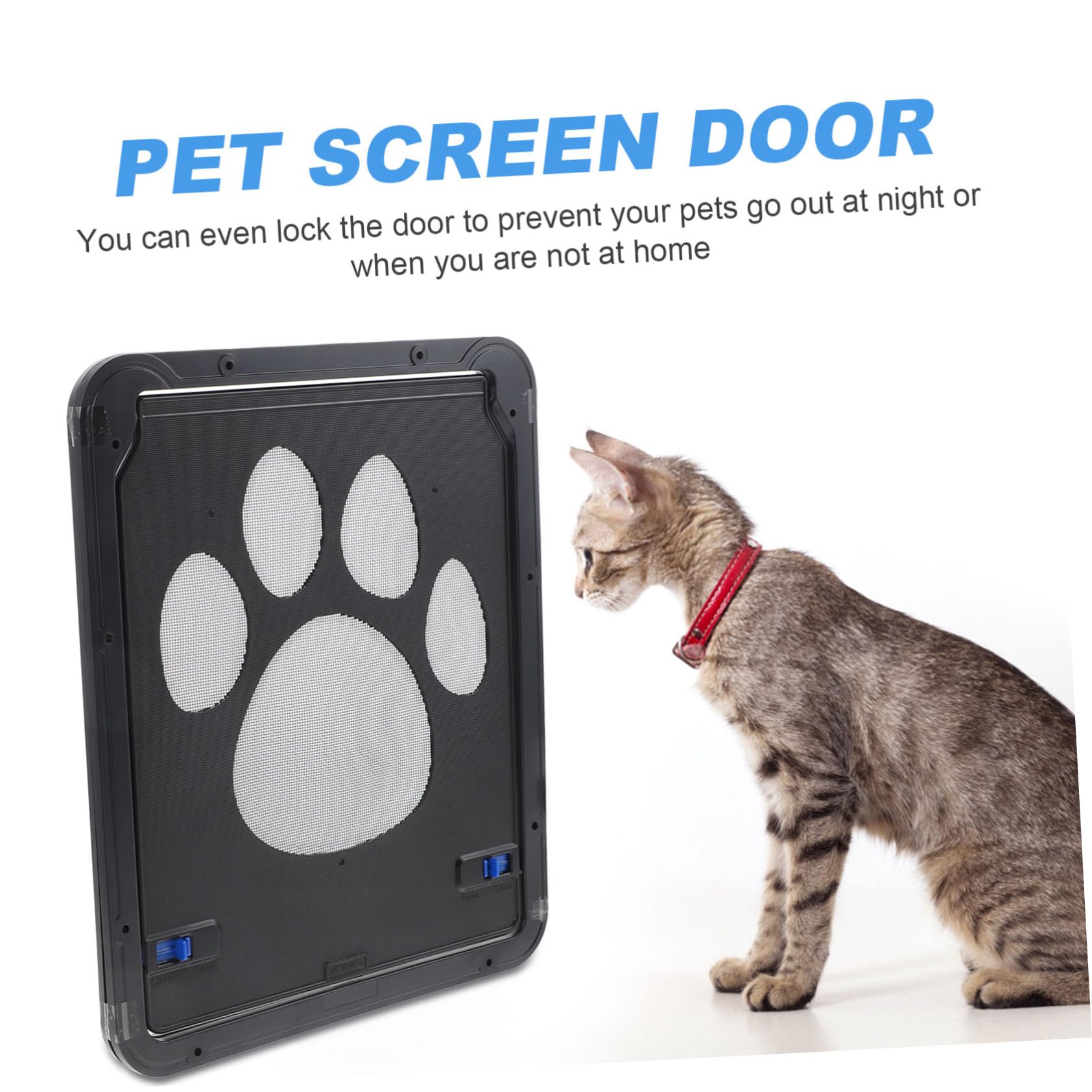 Puerta Mosquitera para Mascotas Negra de Hierro Cierre | Solapa Magnética, Bloqueo Automático, Instalación Sencilla en Casa o Exterior