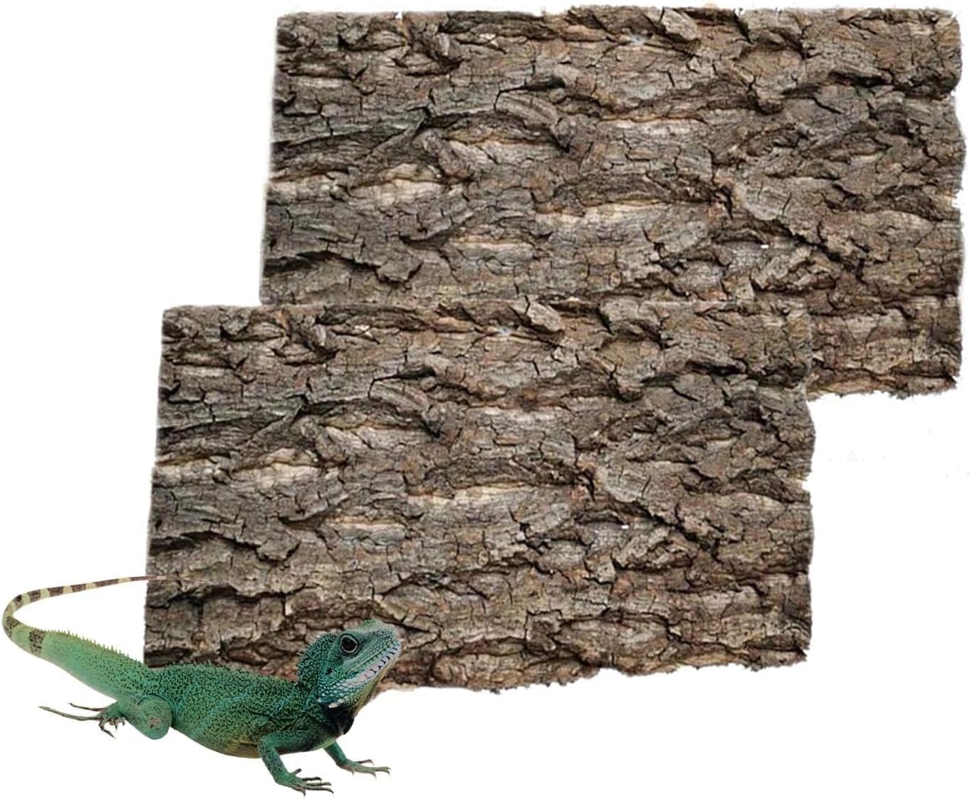 2PCS Cork Terrarium Background 15.7x11.8in Natural Cork Large Bark Backdrop Reptile Climbing Mat Habitat Decor for Spider Lizard Chamelon Turtle Beared Dragon