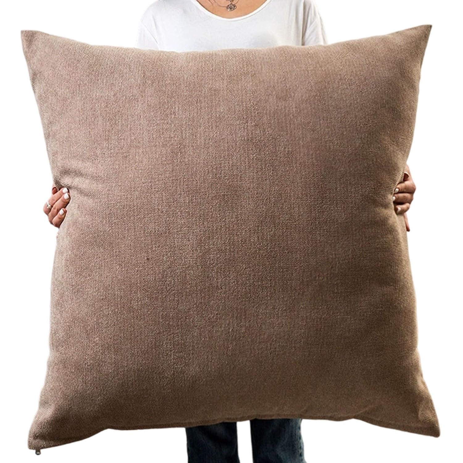 uyeoco Super King Size Cushion Covers 45x45 50x50 60x60 55x55 50x70 Rectangular/Square Extra Large Pillow Cases with Invisible Zipper Decorative pillowcases for pillows(Coffee color,60x60cm)