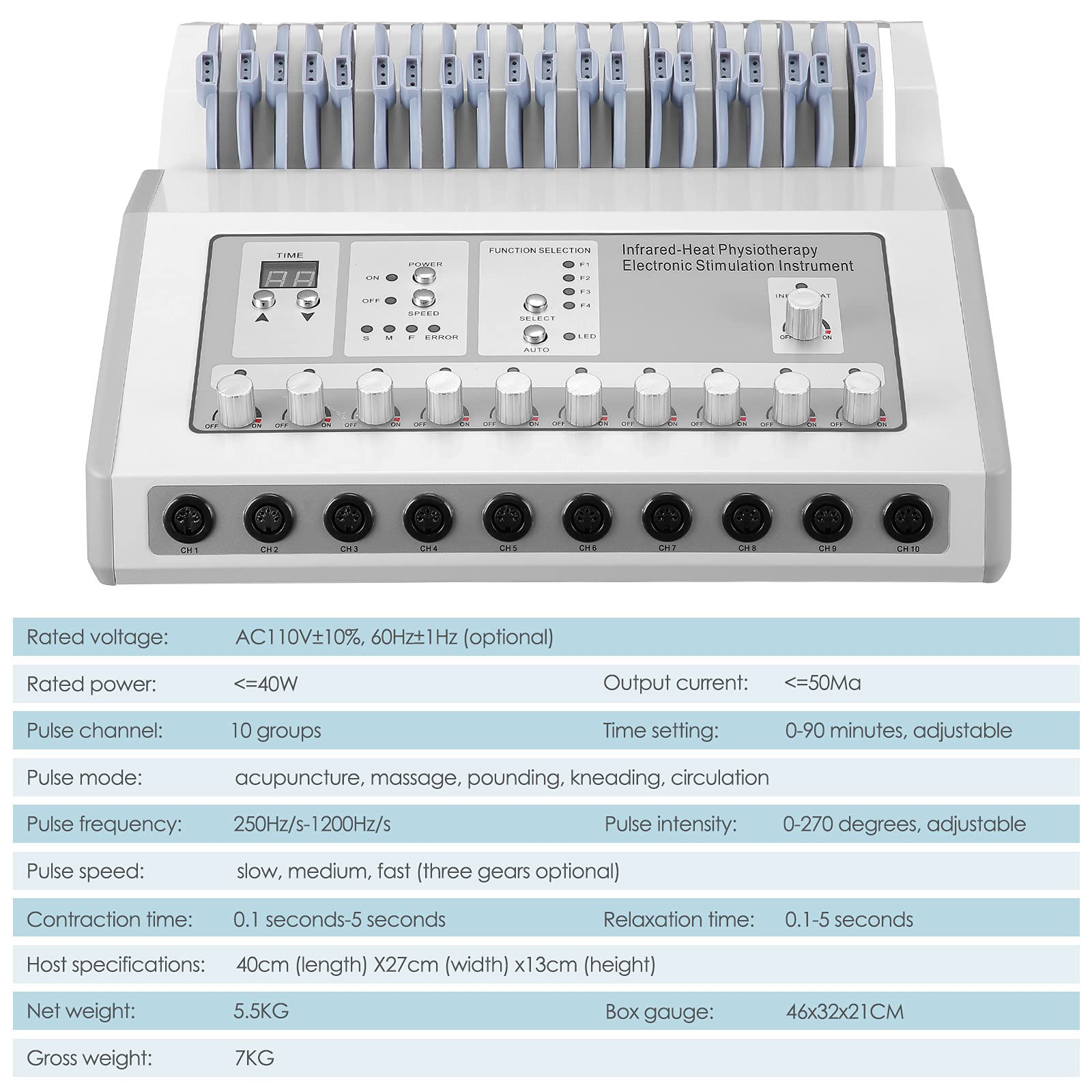 TOPQSC Upgraded Body Fitness Equip-Ment, Elec-tric Mu-slce Sti-mulator, with Adding Heating Function; Elec-Trode Mu-scle Sti-mulation Instru-Ment, Multiple Acessaries Anti Ageing Beauty Machine