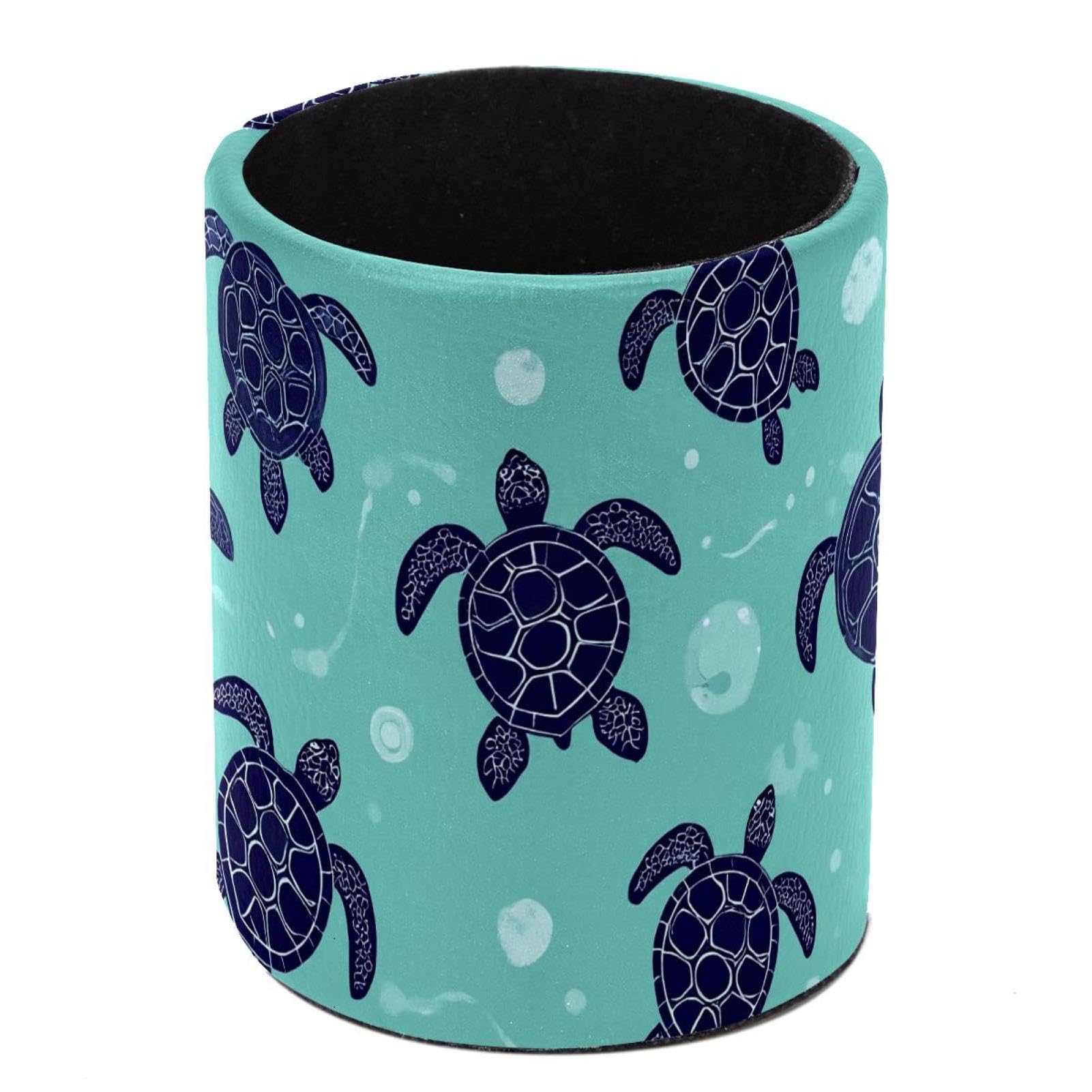 HEOEH Turtle Pen Holder for Desk, PU Leather Pencil Holder Pen Cup Marker Holder Makeup Brush Holders, Desk Accessories & Workspace Organizers for Home, Office
