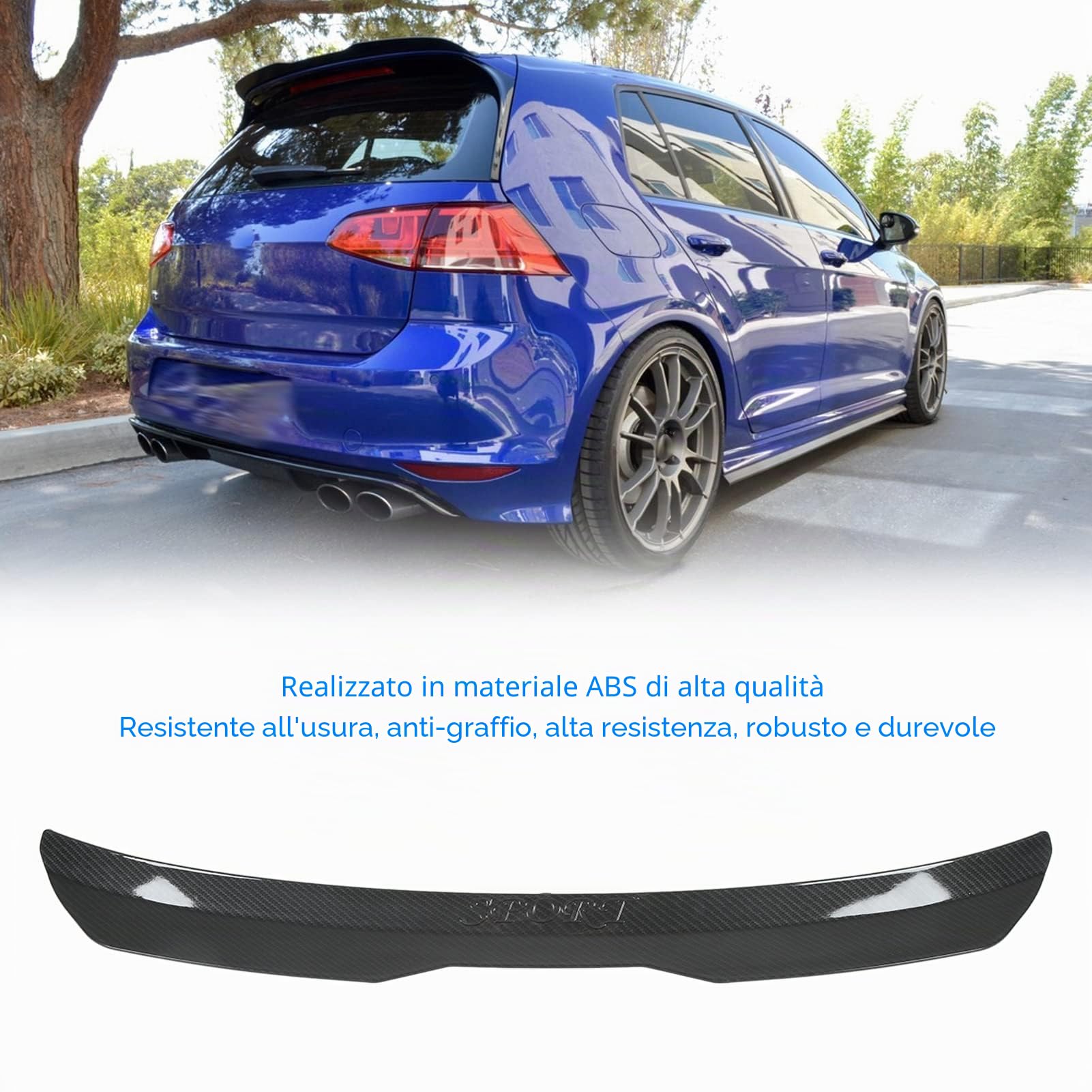 Spoiler per Tetto Posteriore Universale, Alettone per Tetto in ABS per Lunotto Posteriore Compatibile con Seat LEON Maxton MK1 Mk2 Mk3 MK4 MK5 MK6 MK7 Hatchback Fit Jazz(Stile in fibra di carbonio)