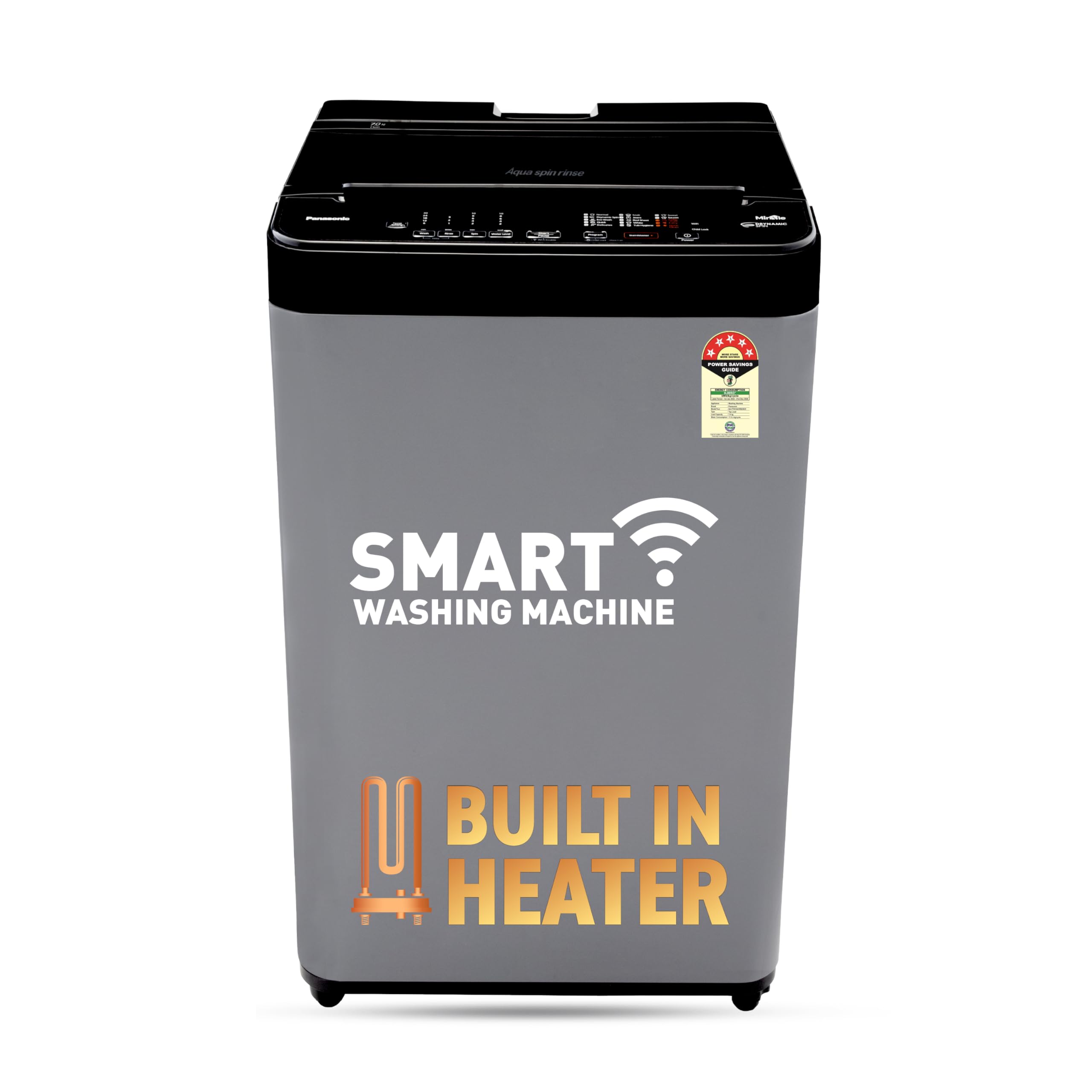 Panasonic 7 Kg Wifi Fully-Automatic Top Loading Smart Washing Machine (NA-F70CH4CRB, Charcoal Inox Grey, 2025 Model, Drynamic Spin)