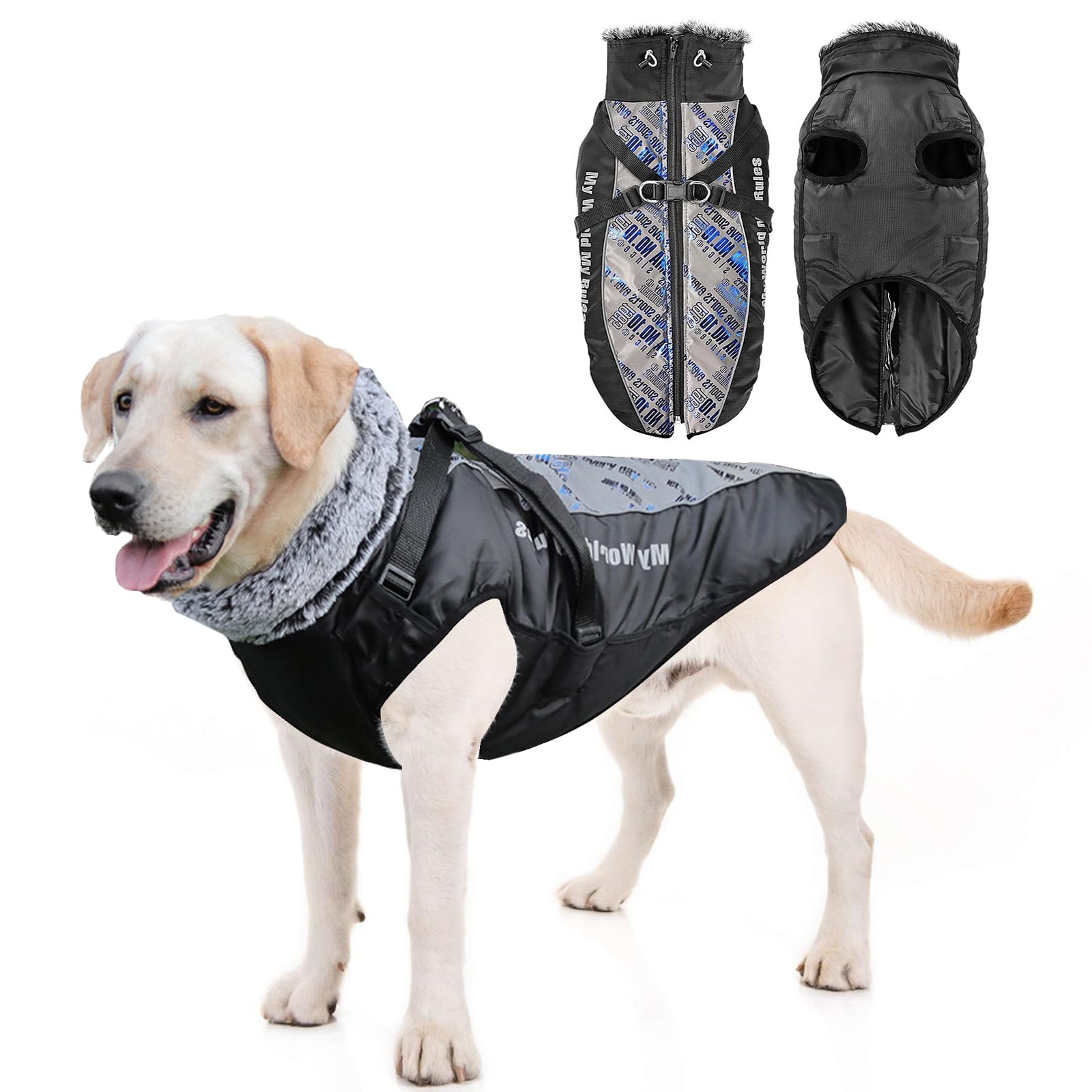 PETCUTE Cappotto Cane Invernale, Cappotto per Cani Impermeabile con Imbracatura,Giacca Invernale Calda con Strisce Riflettenti,Giacca Antivento per Cani di Piccola Taglia Grande Media,5XL