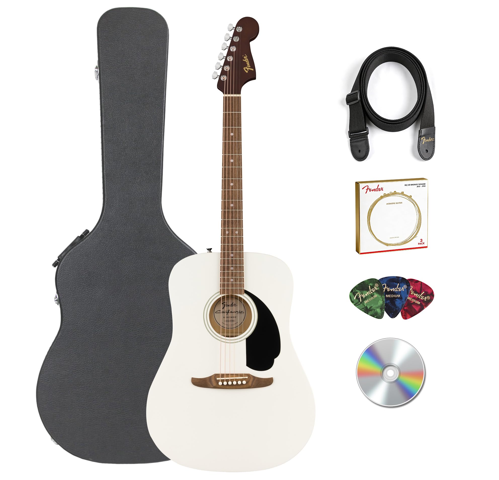 Amazon.com: Fender California Redondo Acoustic Guitar - White