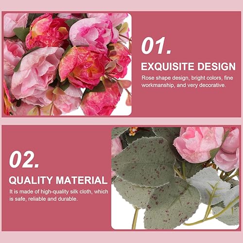 Miniatura 6 de BESPORTBLE 2 centros de mesa de invierno de rosas artificiales para mesa de invierno, decoración de mantel para mesa de rosa, decoración floral de