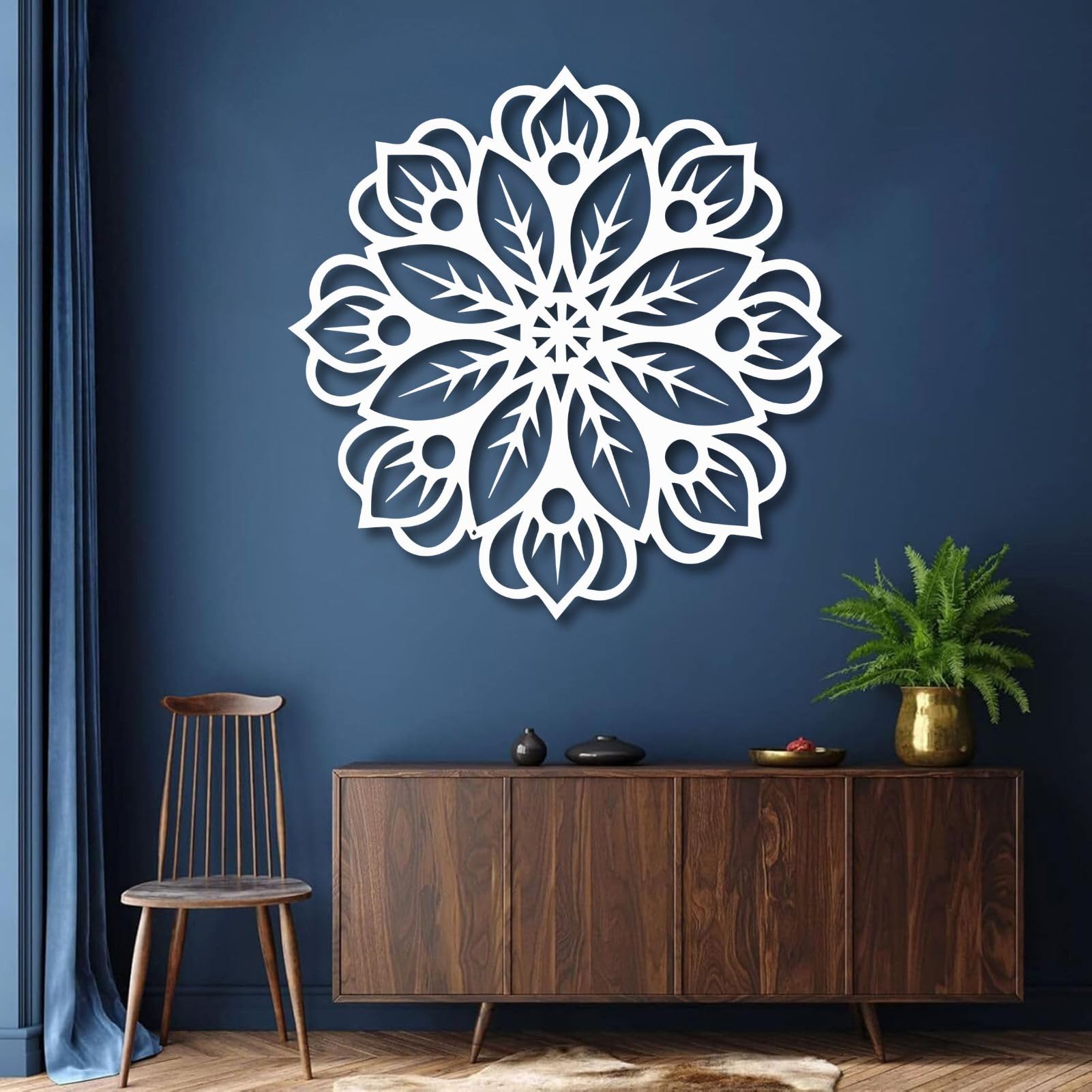 Sculpture Moderne Florale en Métal Suspendue, Idée Cadeau Crémaillère