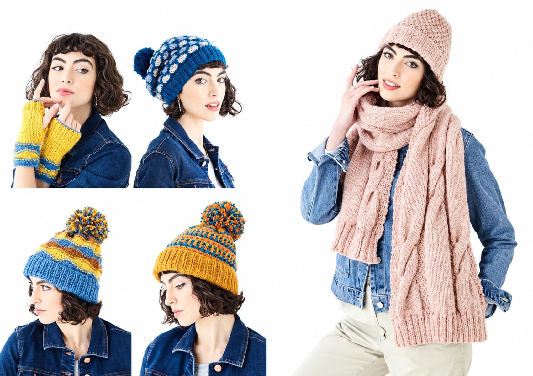 King Cole Ladies Accessories, Scarf, Hats, Hand Warmers Knitting Pattern 5861 -