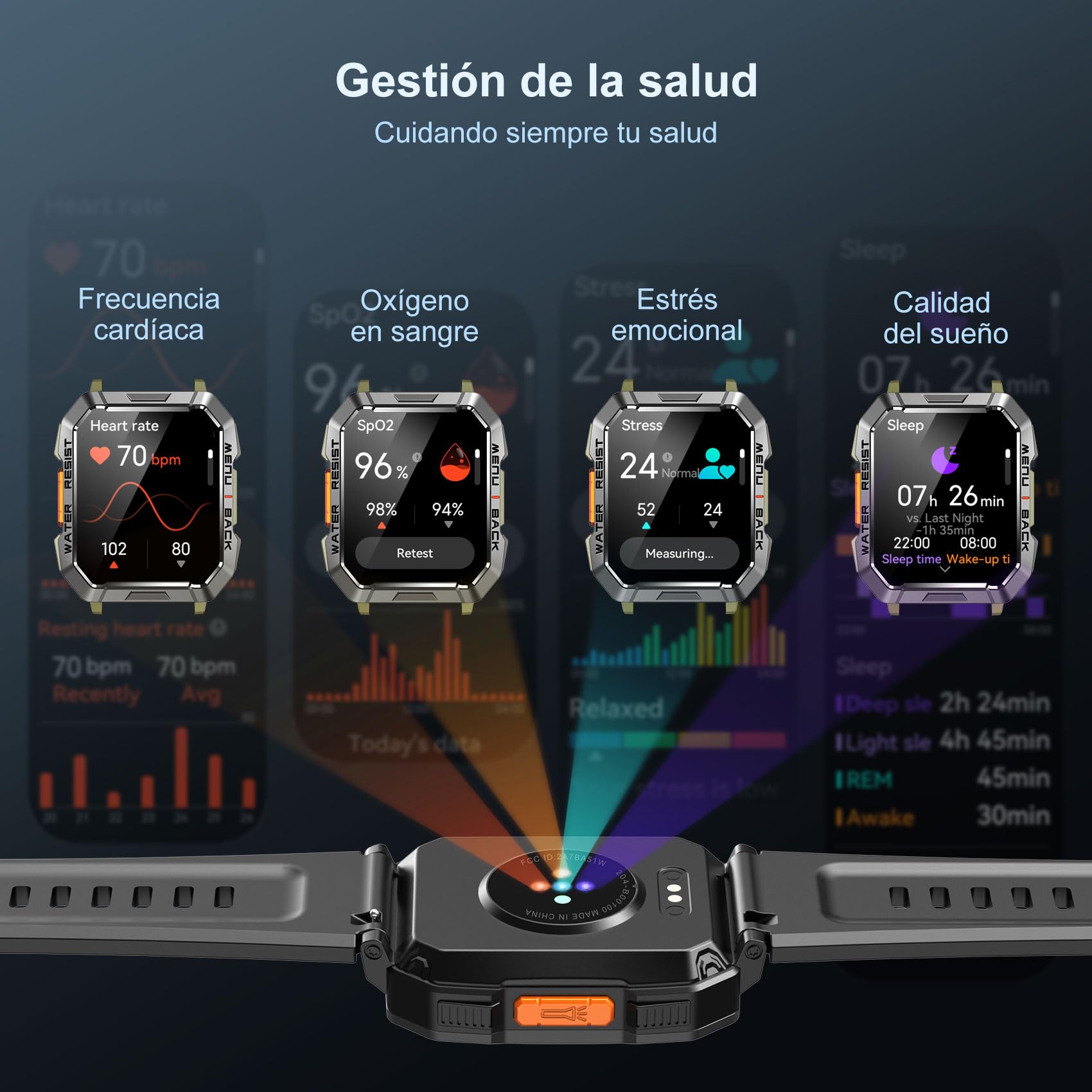 Blackview Reloj Inteligente Hombre - Llamadas Bluetooth, 2.01” Smartwatch Hombre con Linterna, Brújula, Pulsómetro, Monitor de Sueño, Podómetro, Notificación, Pulsera Actividad 100+ Modos Deportivos