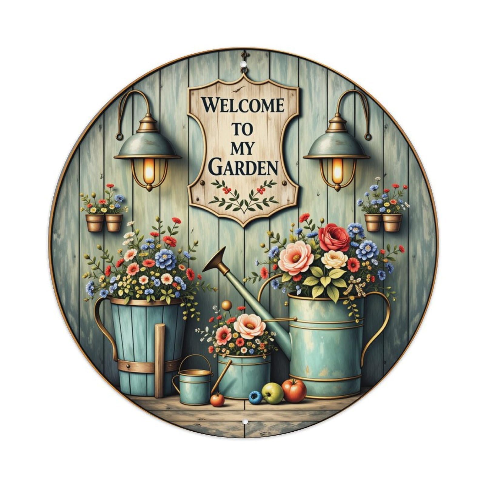 Welcome To My Garden Tin Sign Vintage Style Home Bar Garden Wall Plaque Decor Metal Poster 8x12 Inch