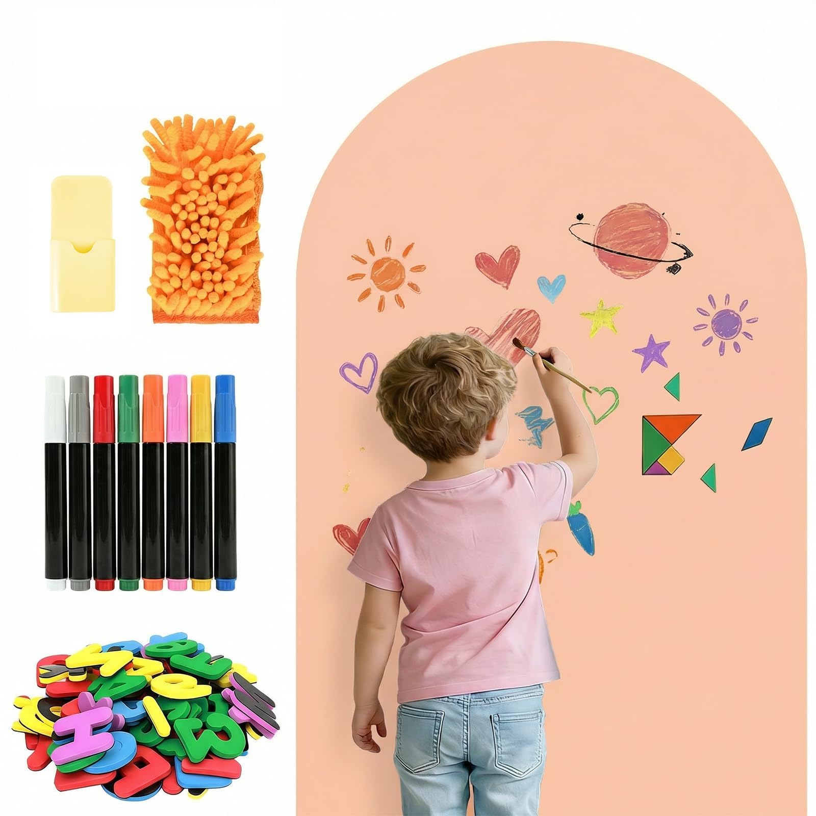 Arch Magnetic Chalkboard for Wall 100x45 cm Pink Magnetic Wall Decal
