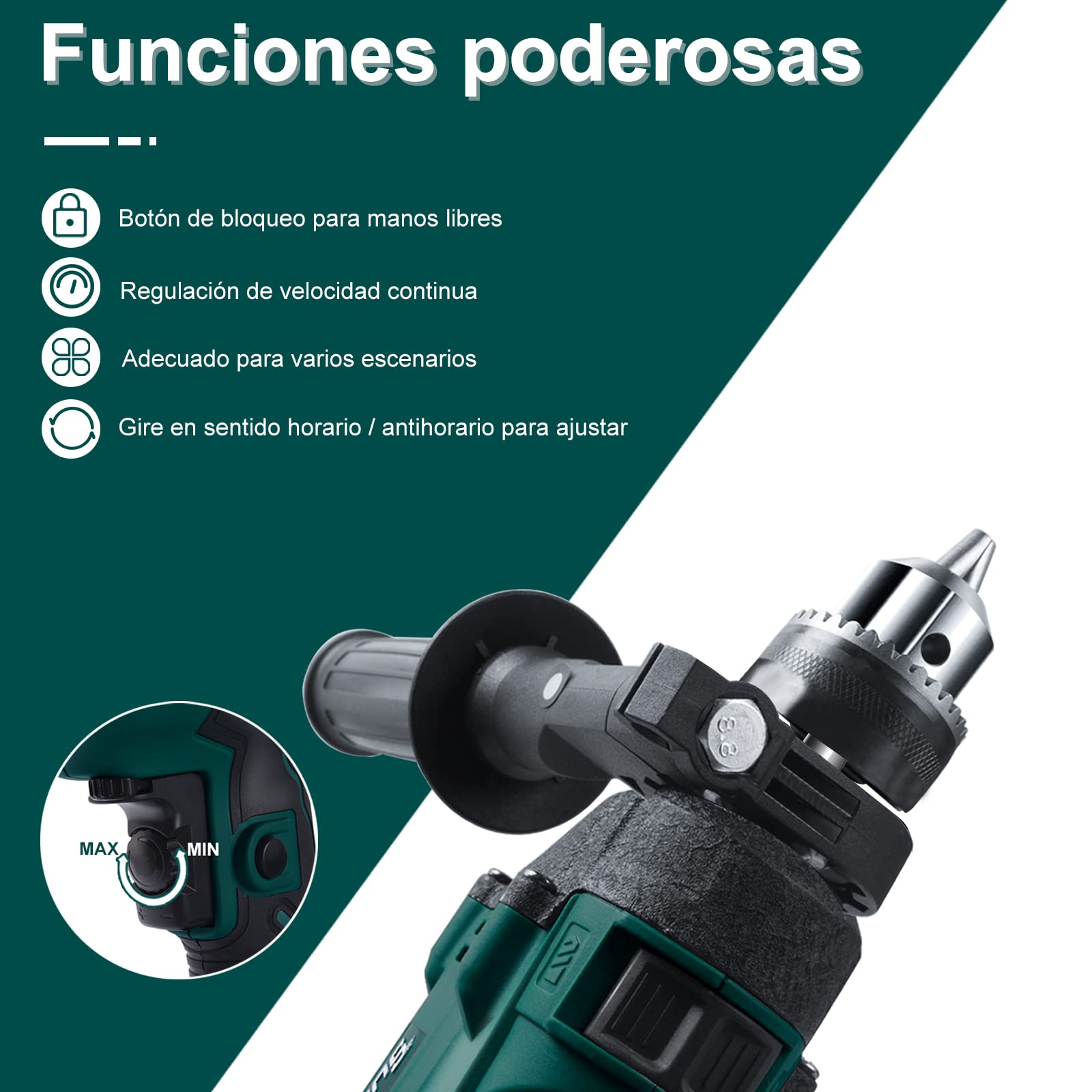 Trapano A Percussione TEENO 710W - Fora Legno, Metallo E Calcestruzzo Con Accessori - Foto 5