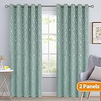 Vista 75 de BGment Room Darkening Curtains 95 Inches Long, Grommet Thermal Insulated Blackout Curtains with Wave Line and Dots Printed for Bedroom, 2 Panels