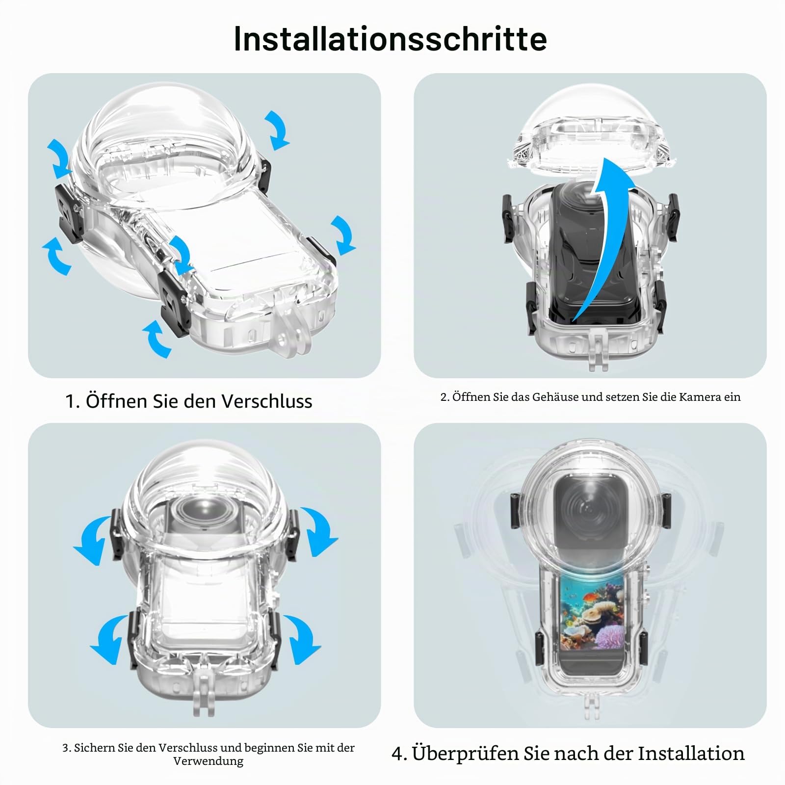 PULUZ 60 m wasserdichte Tauchhülle für Insta360 X5, unsichtbares Unterwassergehäuse, versiegelte Schutzhülle für Insta360 X5 360-Grad-Fotografie-Kamera-Zubehör