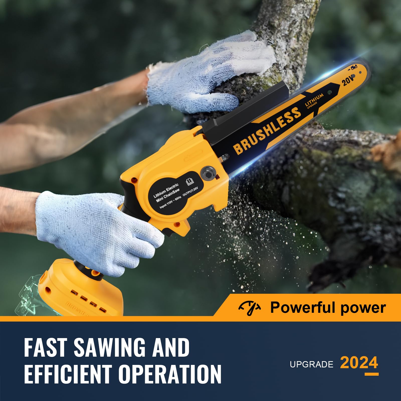 Bezprzewodowa mini piła łańcuchowa 20 cm do Dewalt 20 V MAX zasilana bateriami (bez baterii), elektryczna piła łańcuchowa, bezprzewodowa, przenośna, mała, ładowalna piła łańcuchowa do przycinania