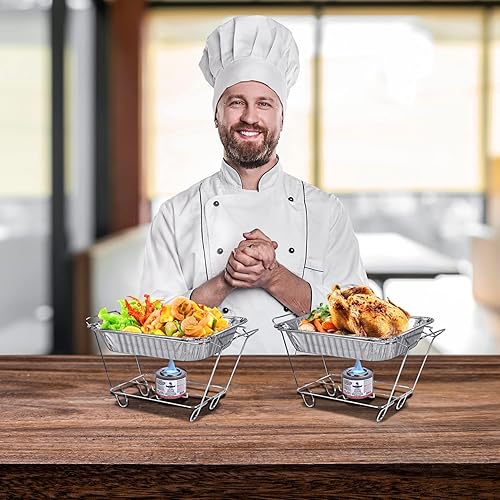 Miniatura 3 de Juego de bufé de platos desechables – Juego de 6 / 36 piezas – Chafers de catering de tamaño medio y calentadores de buffet, servidor de bufé,