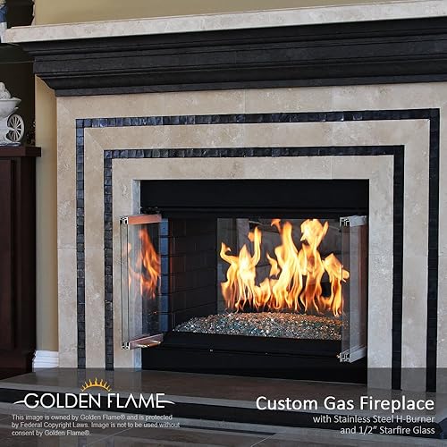 Miniatura 7 de Golden Flame Fogata y quemador H de 30 x 6 pulgadas (gas natural) con kit de conexión