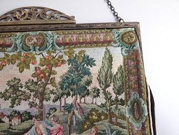 フランスアンティーク　絵画のような手刺繍のマイクロプチポワンバッグ Amazon.co.jp: フランスアンティーク 絵画のような手刺繍の