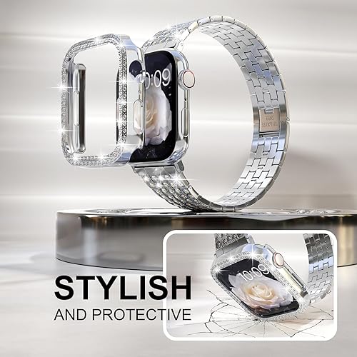 Miniatura 3 de QVLANG - Correa para Apple Watch de 1.496 in, 1.575 in, 1.654 in, 1.732 in (38, 40, 42 y 44 mm), serie 54321, Serie de correa ostentosa para mujer