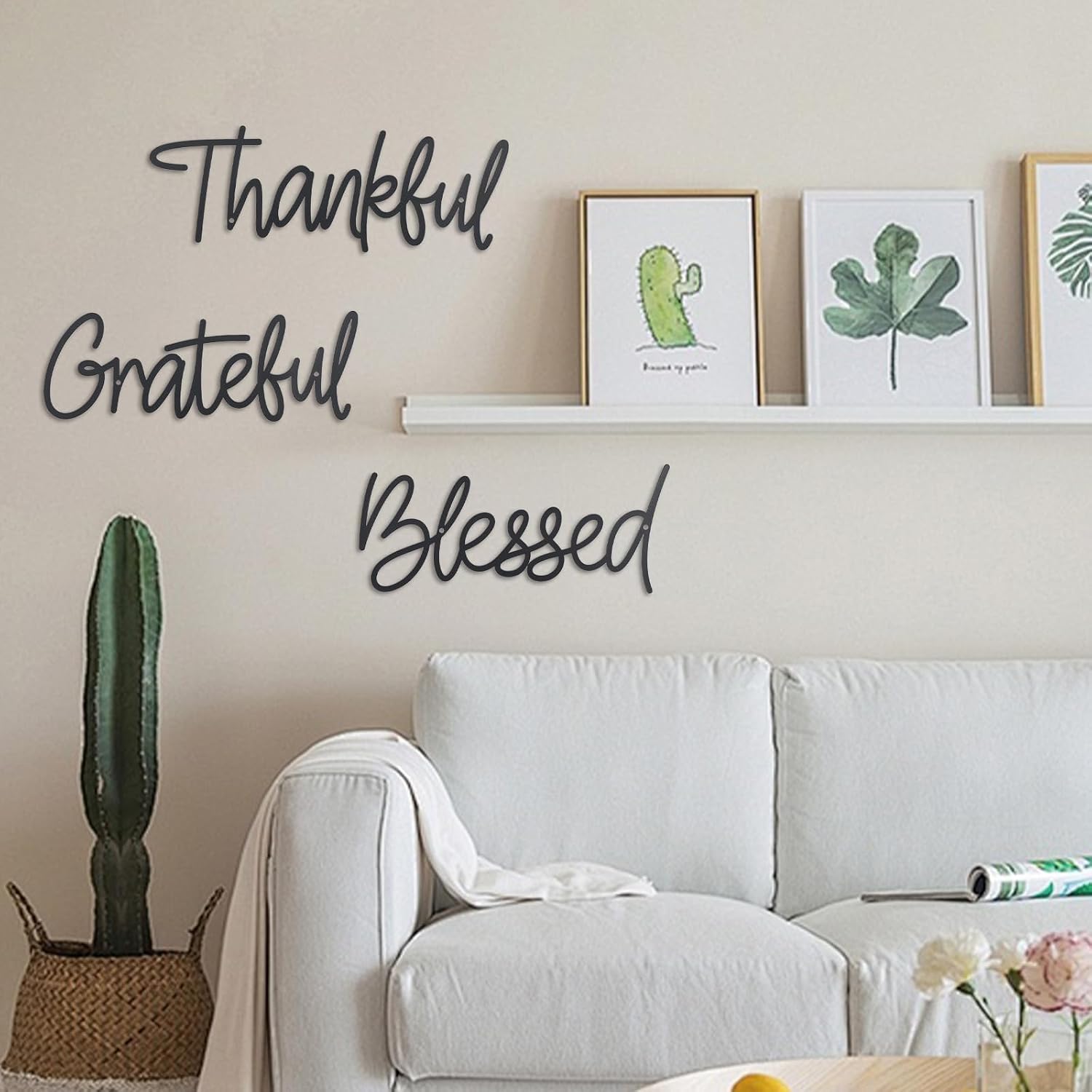 OYEFLY Metal Wall Art Decor,Thankful Grateful Blessed Wall Deco (style 1)