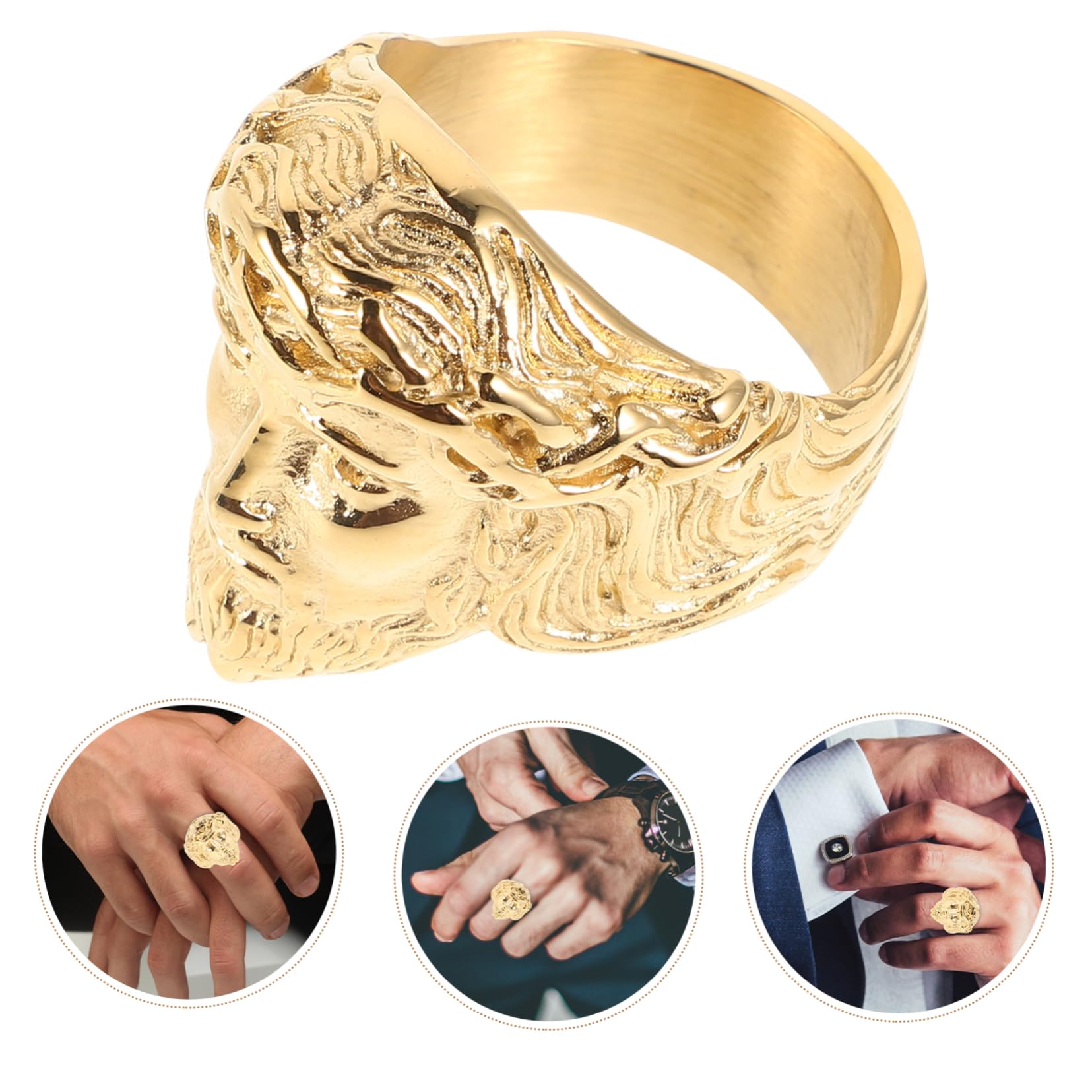 KESYOO Sacred Heart of Jesus Ring Men's Stainless Steel Religious Jewelry Ring Gothic Style Size 12