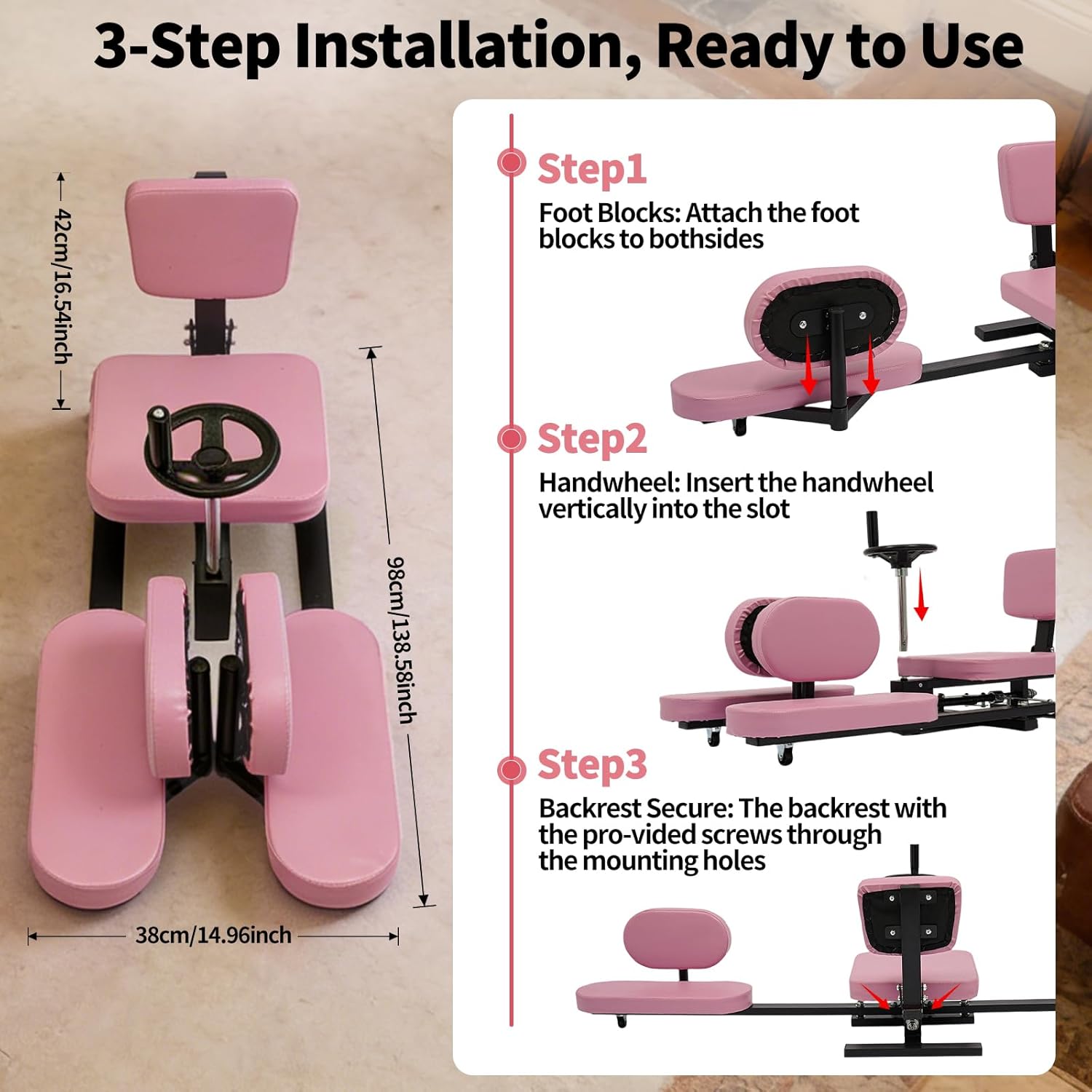 Leg Stretcher Machine for Splits, 0-210° Adjustable Leg Stretching for Flexibility Training, 220LBS for Ballet, Dance,Yoga, Flexibility Stretching Equipment to Relieving Leg Muscl, Exercise, Pink