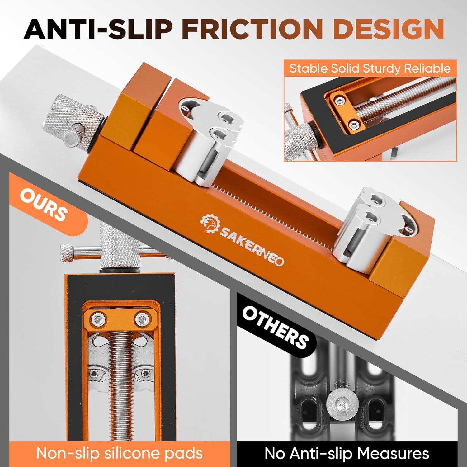 Fractal Vise, Mini Vise Clamp, Self-Adjusting Drill Press Bench Vice, CNC-Machined Aluminum Alloy Jaw Clamp for Irregular Shapes on Home Improvement, Workbench, DIY, Woodwork (Orange)