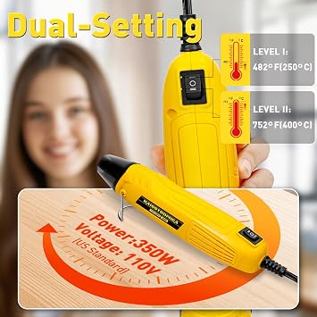 haisstronica Dual Temperature Mini Heat Gun, 350W, 482F/752F, 110V Corded