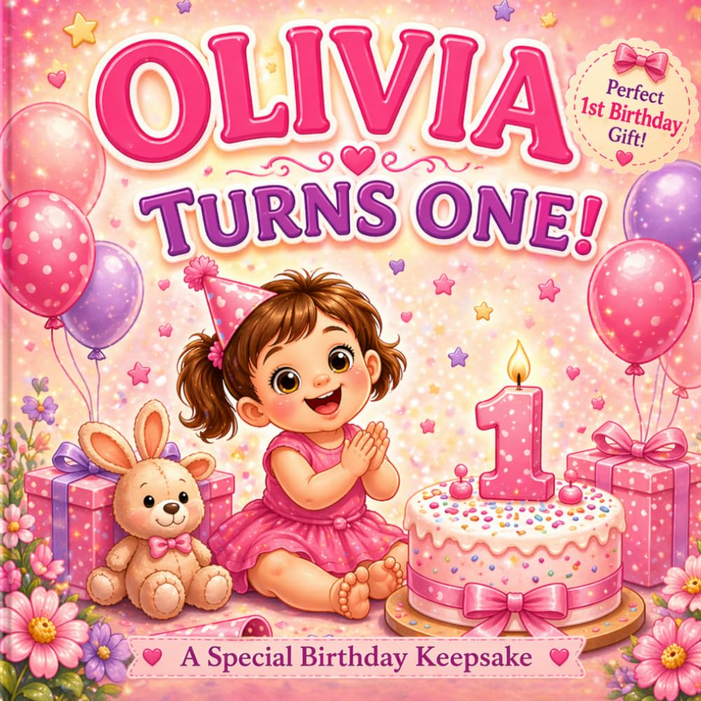 Olivia Turns One!: A Sweet Personalized Birthday Story for a One-Year-Old Girl (Three Hearts Personalized Baby Books (Olivia))