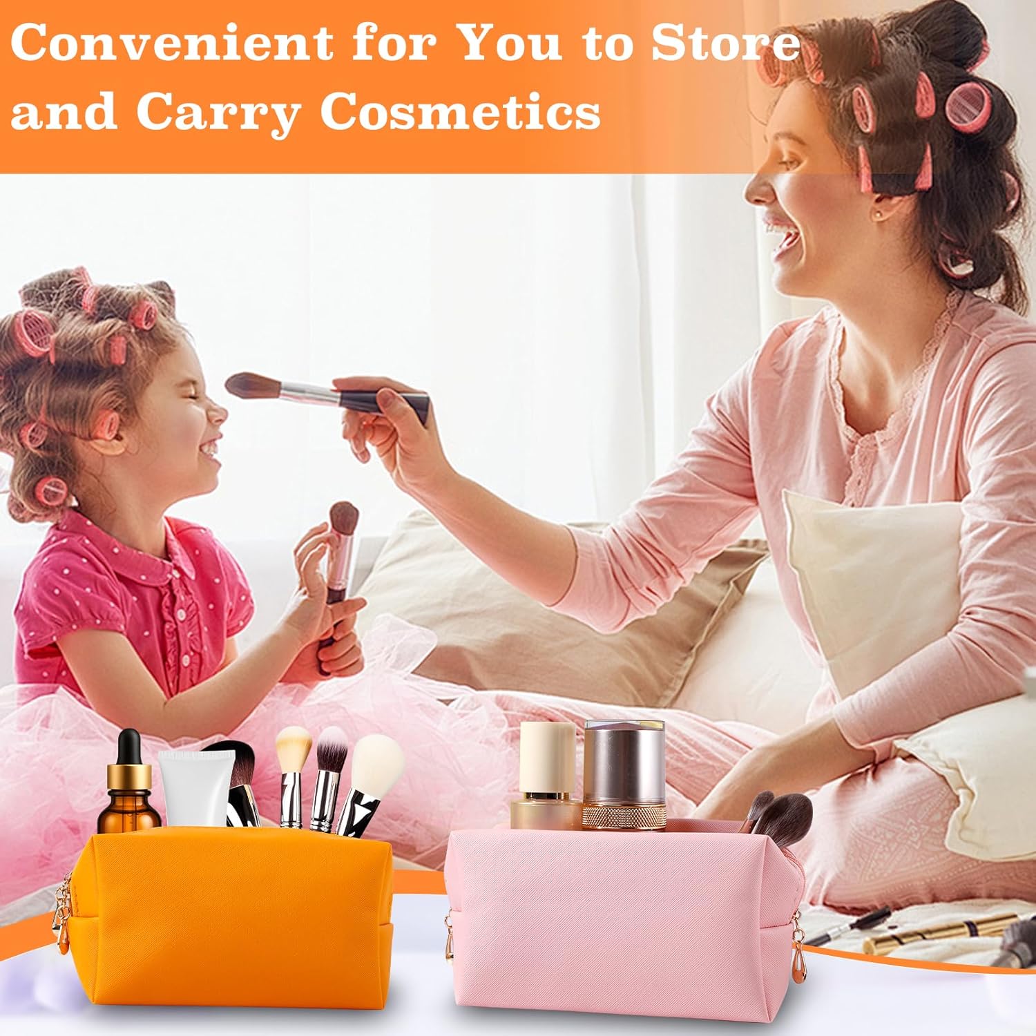 15Pcs Makeup Bag Bulk, PVC Leather Cosmetic Bag, Double Zippers Cosmetic Pouch, Waterproof Toiletry Bags, Plain Makeup Pouch Travel Bags for Women Party Gift Travel Storage Organizer, 5 Colors - Image 7