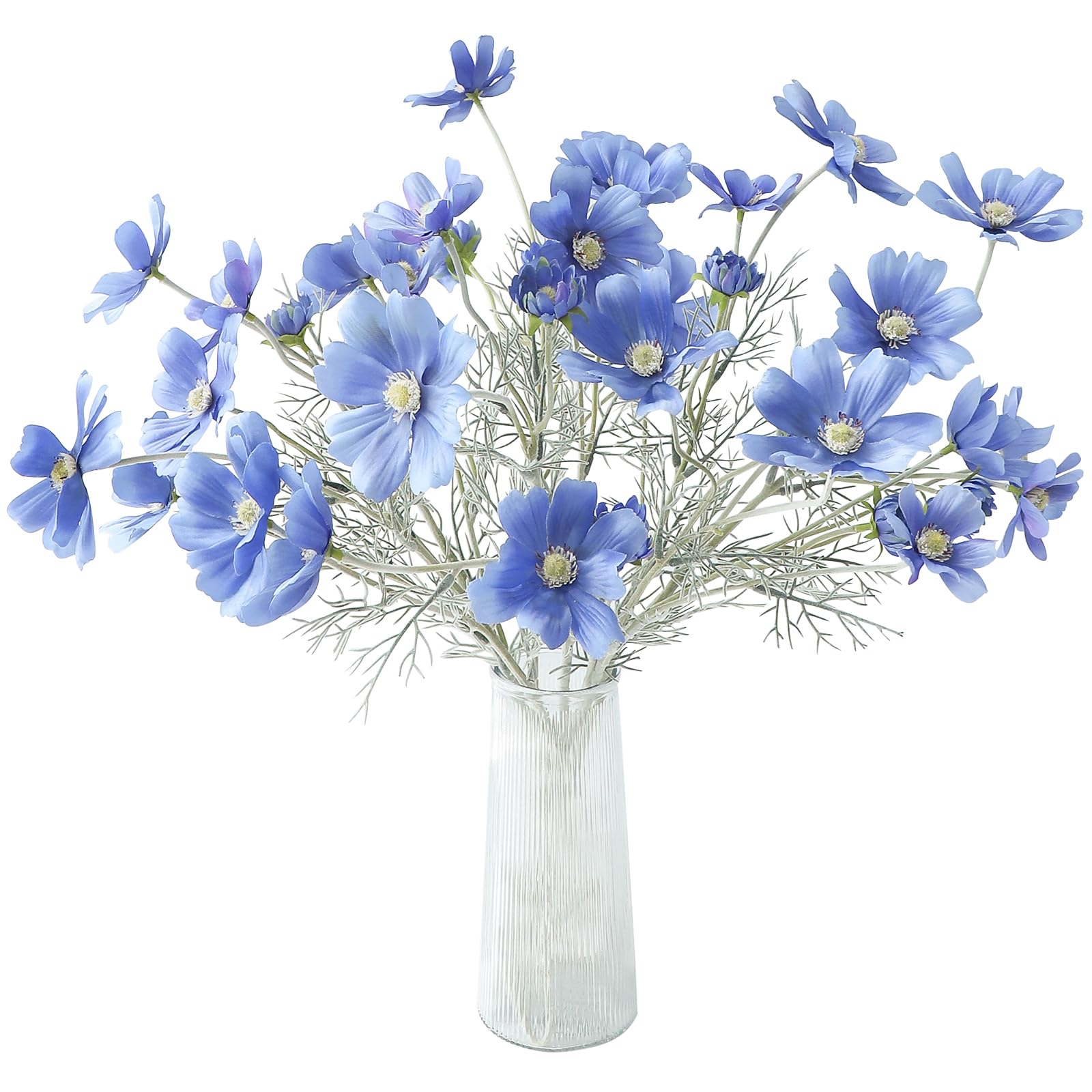 Floroom 5 Pcs Royal Blue Artificial Cosmos Flowers