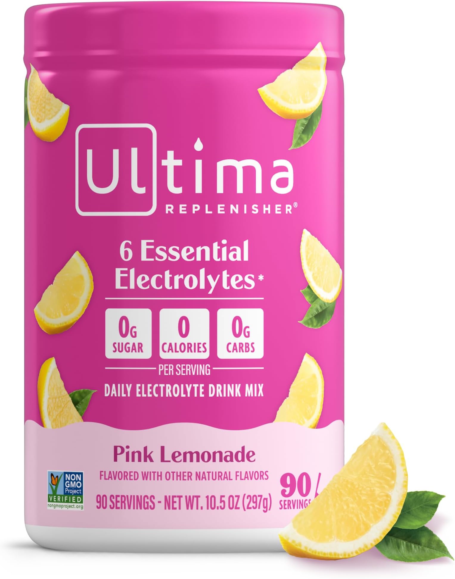 Ultima Replenisher Hydration Electrolyte Powder- 90 Servings- Keto & Sugar Free- Feel Replenished, Revitalized- Naturally Sweetened- Non- GMO & Vegan Electrolyte Drink Mix- Pink Lemonade