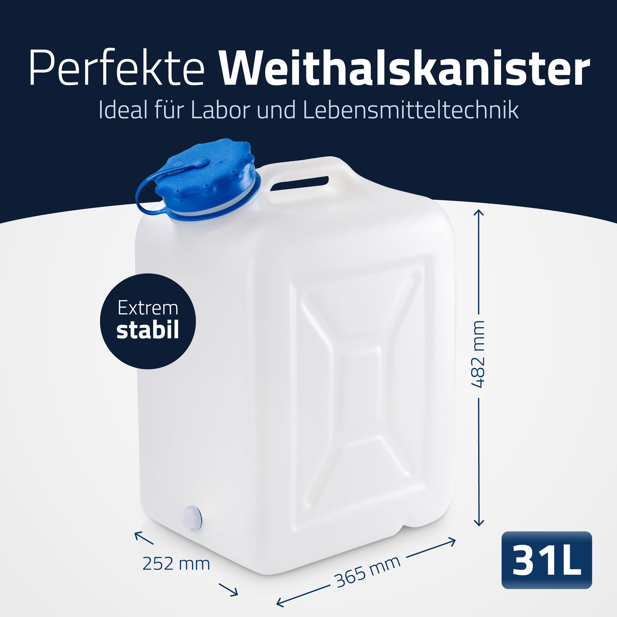 Hünersdorff GmbH Bidón de cuello ancho 31 L, PEAD natural, con protección UV