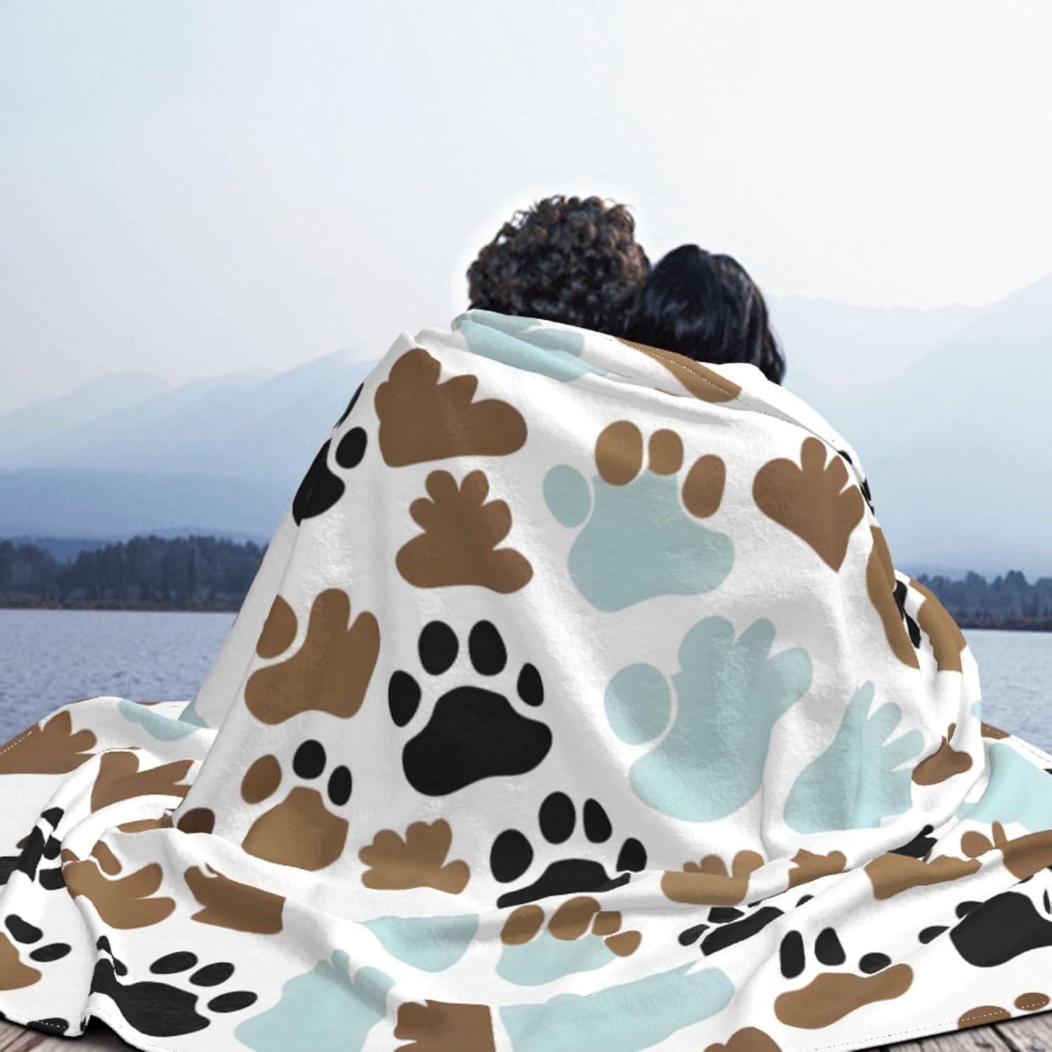 Dog Bones Paw Printsluxury Bed Blanket,Fuzzy Soft Flannel Blanket, Microfiber (40x30 Inches),Thick and Warm