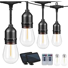 Solar String Lights Remote Control, 100FT Dimmable Outdoor String Lights, 32 Shatterproof Solar Patio Lights, Ambience On Your Garden Backyard