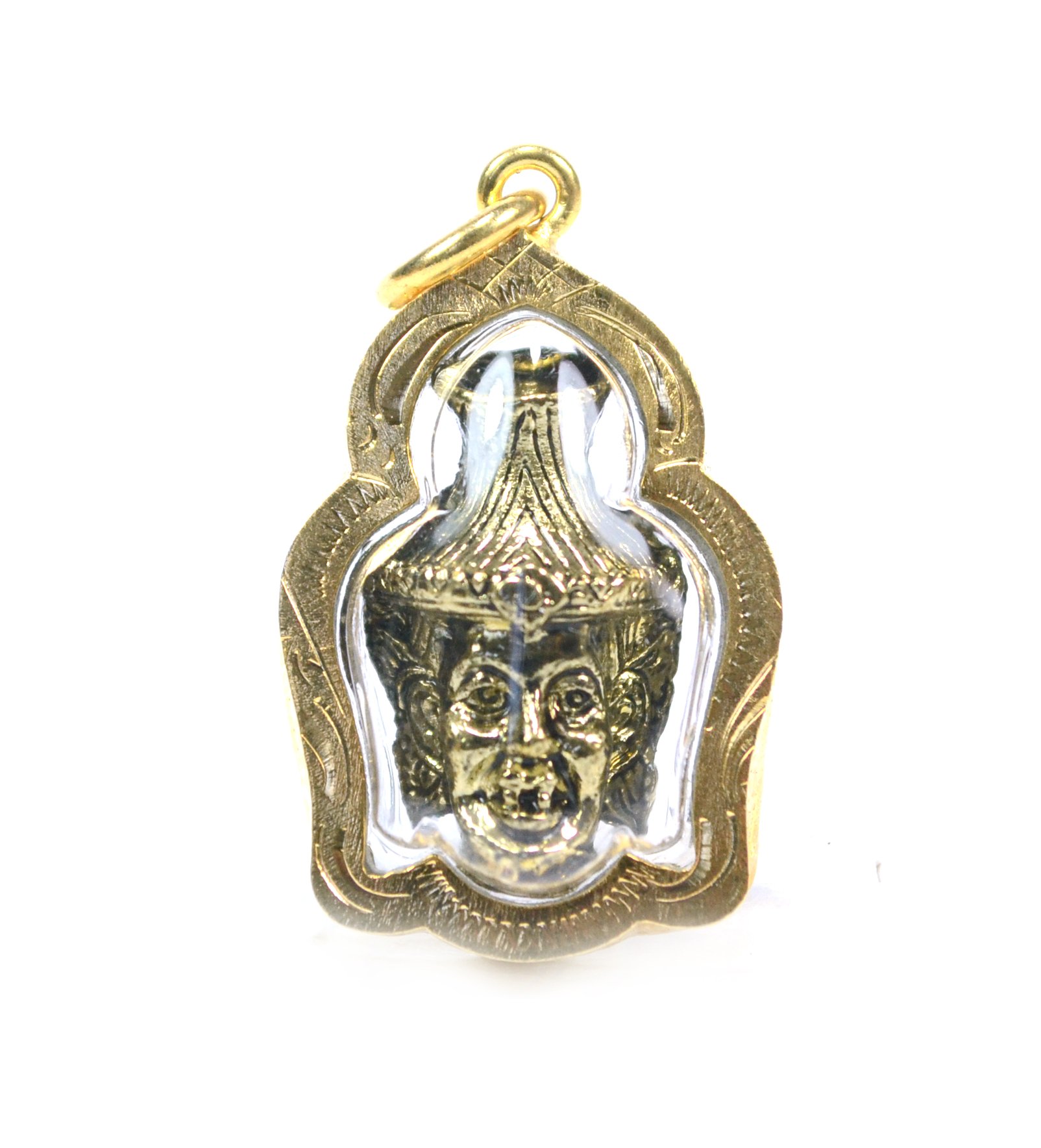 Jade Buddha Pendant Thai Amulet Gold-Plated-Base Designer Locket-Necklaces Thai Buddha Head Teacher Necklace