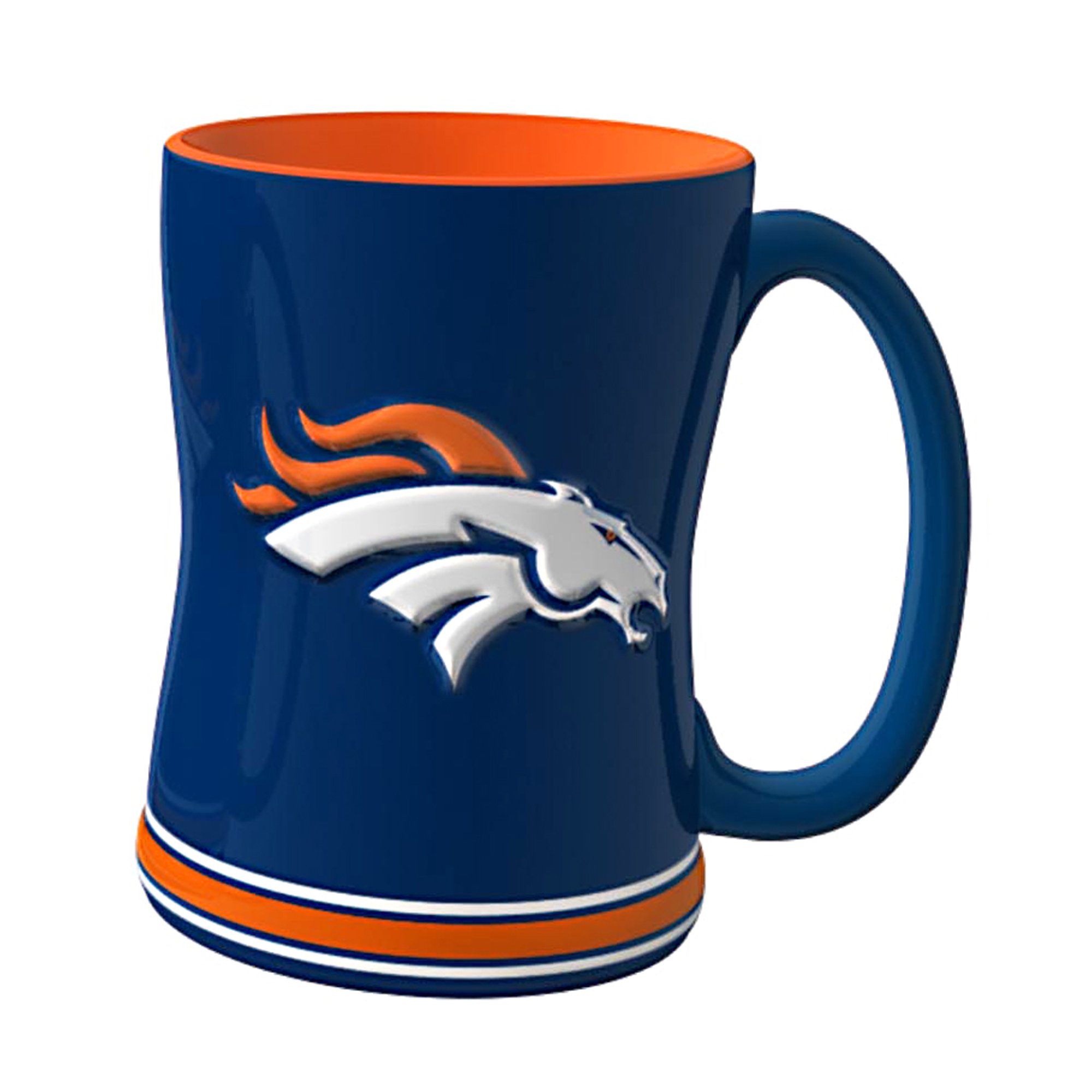 Boelter Brands NFL Denver Broncos Sculpted Relief Mug, 14-Ounce, Navy Blue
