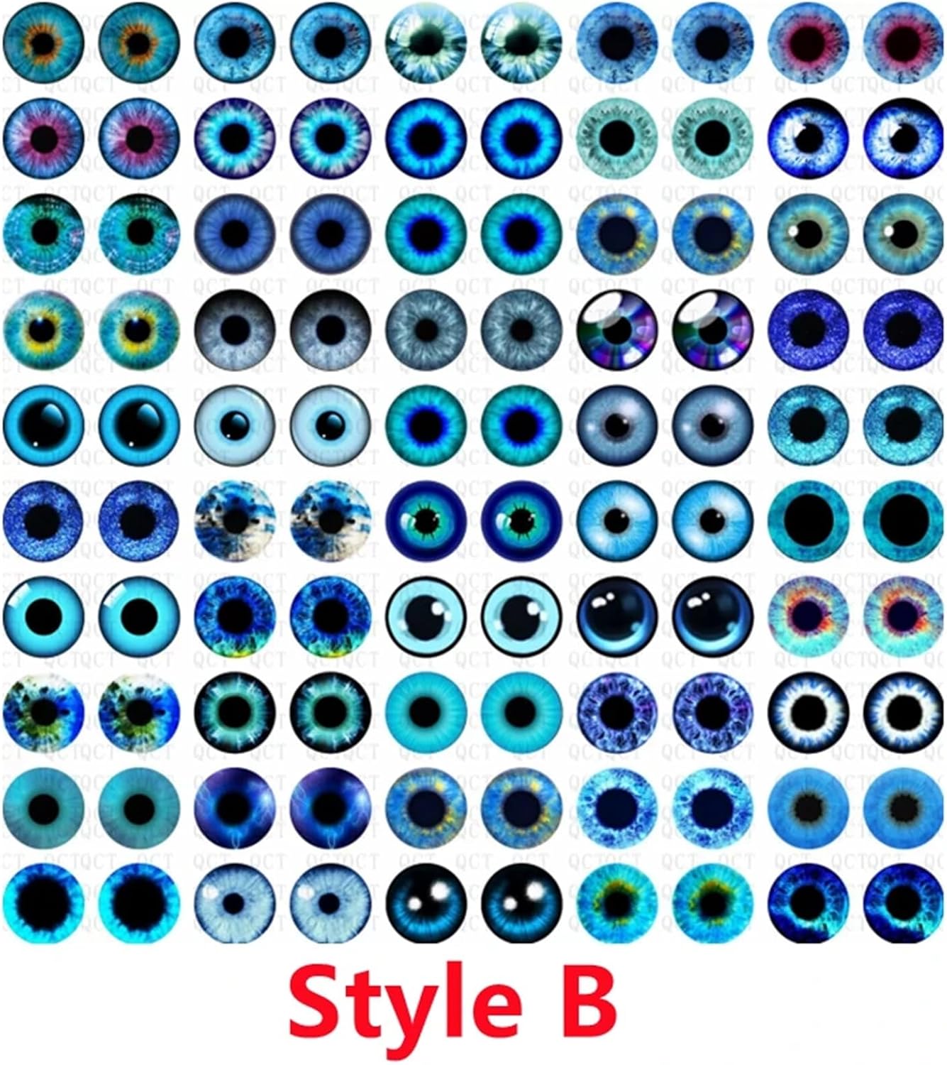 100PCS Glitter Cat Eye Glass Cabochons 6-12mm for DIY Doll Accessories