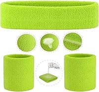 Vista 95 de ONUPGO - Conjunto de diadema y muñequeras deportivas para el sudor, hechas de algodón con bucles, muñequeras, contra humedad Rojo/Blanco/Azul