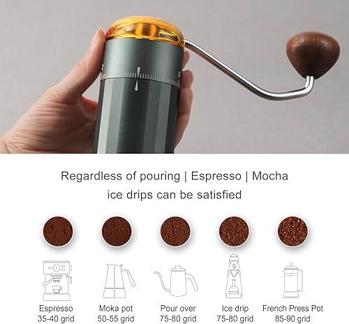 Miniatura 5 de Molinillo de café manual, molinillo de café de mano Z5 con perilla ajustable externa de 0.88 oz de capacidad, molinillo manual y eléctrico de modo