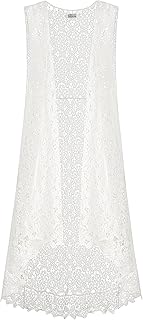 Sponsored Ad - Lace Front Open Sleeveless Top Cardigan Crochet Vest Bikini Cover up Summer Beachwear