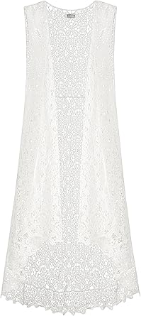 white lace sleeveless cardigan