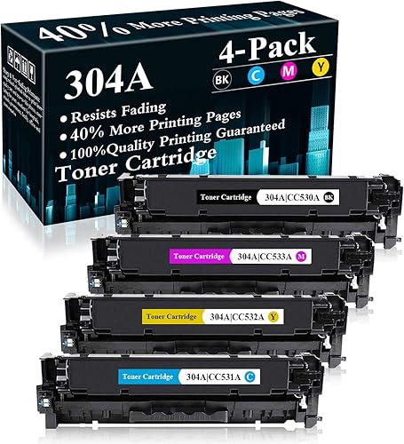 Miniatura 1 de Paquete de 4 (BK/C/M/Y) 304A | CC530A CC531A CC532A CC533A Cartucho de tóner remanufacturado de repuesto para HP Color Laserjet Pro CP2025 CP2025n