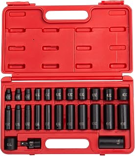 Sunex 3325, 3/8 Inch Drive Master Impact Socket Set, 25-Piece, SAE, 5/16"-1”, Standard/Deep, Cr-Mo Steel, Radius Corner Design, Heavy Duty Storage Case, Includes Universal Joint