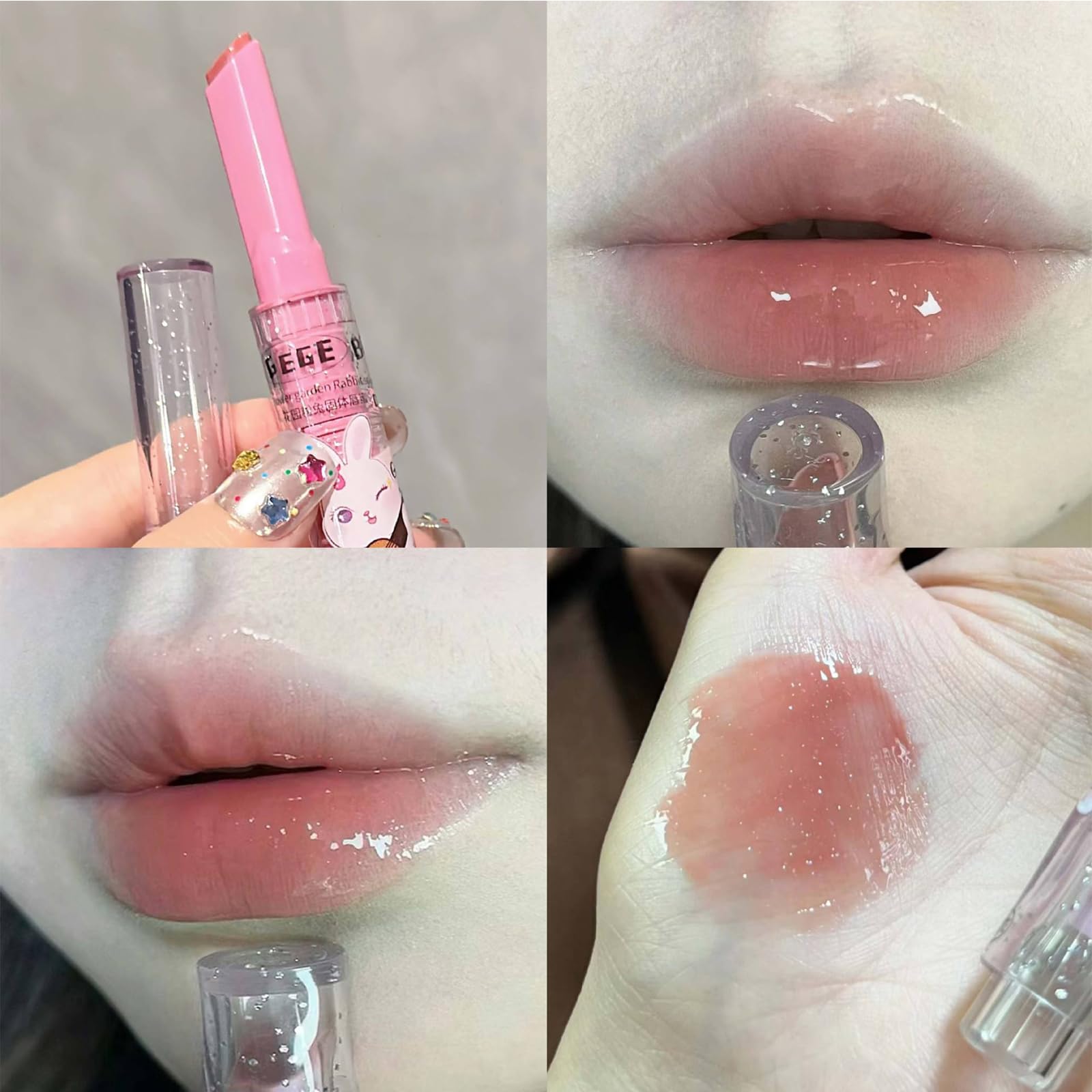 Set di 6 rossetti Crystal Jelly, balsamo per labbra a forma di cuore colorato, lucidalabbra idratante, impermeabile, per la cura delle labbra