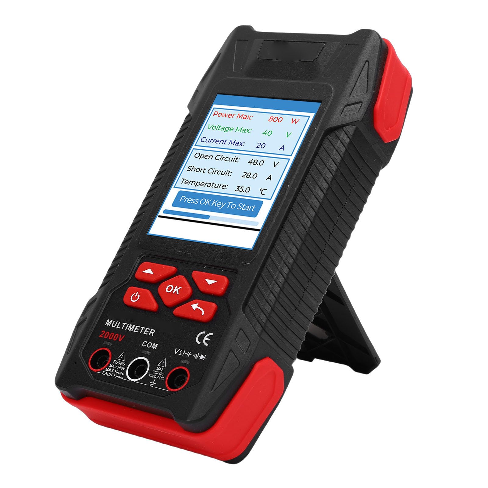 Tester Paneli Słonecznych o Mocy 2000 W Miernik MPPT, Cyfrowy Watomierz o Mocy 60 000 zliczeń, Tester Narzędzi 2 W 1 z Zakresem Wysokiego Napięcia AC DC, Idealny do Pomiaru Napięcia Obwodu