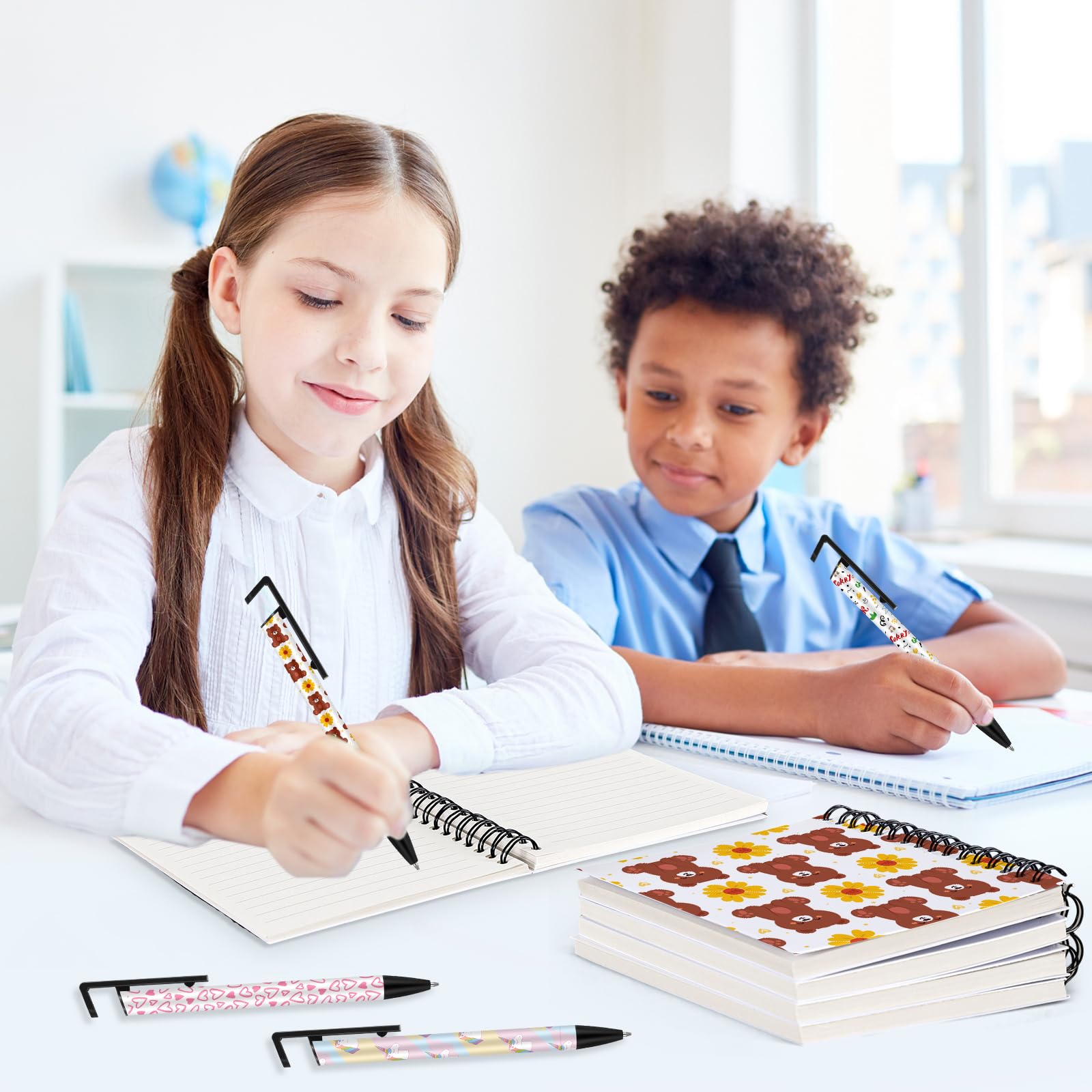 Spakon 48 Piezas Juego de Cuaderno y Bolígrafos de Sublimación A6 Línea Cuadernos en Espiral en Blanco con Bolígrafos de Sublimación DIY a Granel para Suministros de Escritura de Oficina Regalos